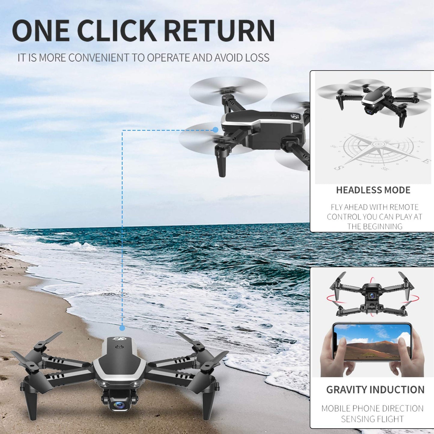PRO RC Drone with Camera 4K Mini Drone Dual Camera Foldable Quadcopter with Flight Path Function Headless Mode 3D Flight Auto Hover One Key Start Landing One Key Return for Kids