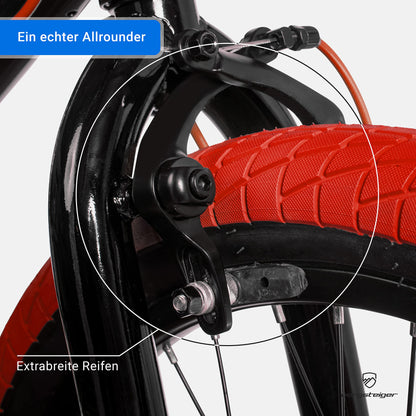 Climber Halifax 20 Inch BMX, Fatbike, 360° rotor system, freestyle, 2 steel pegs, chain guard, freewheel.