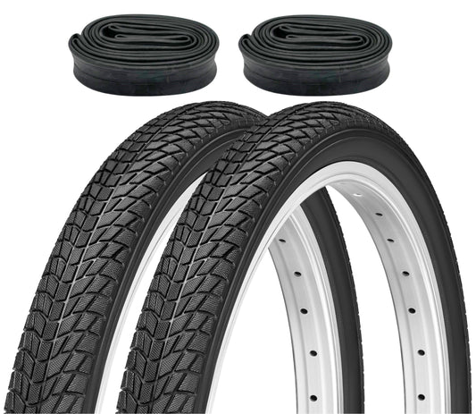 2-Pack Bicycle Tires 20x1.75 Inch 47-406 with Car Valve Tubes AV