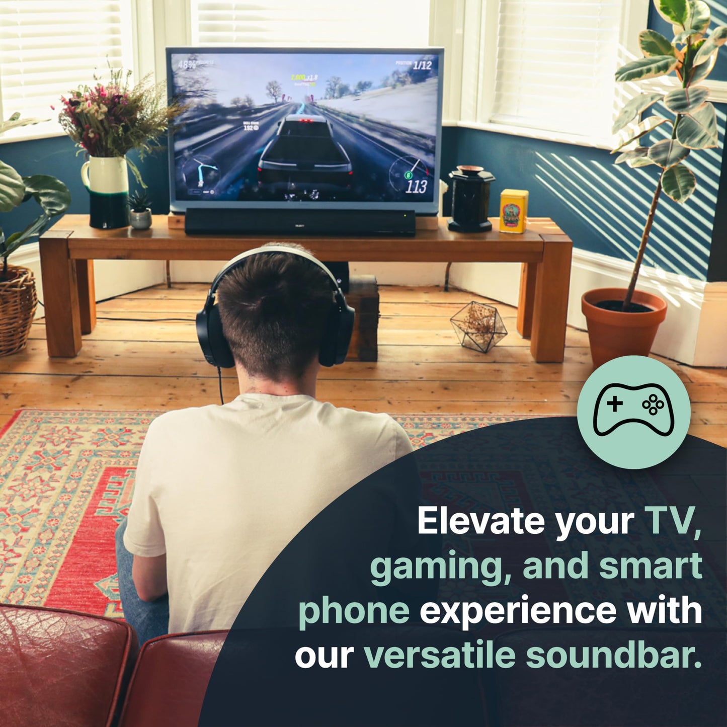 MAJORITY Snowdon Soundbar for TV | 120W 2.1 speaker with integrated subwoofer | Bluetooth | 81CM Sound Bar (White)
