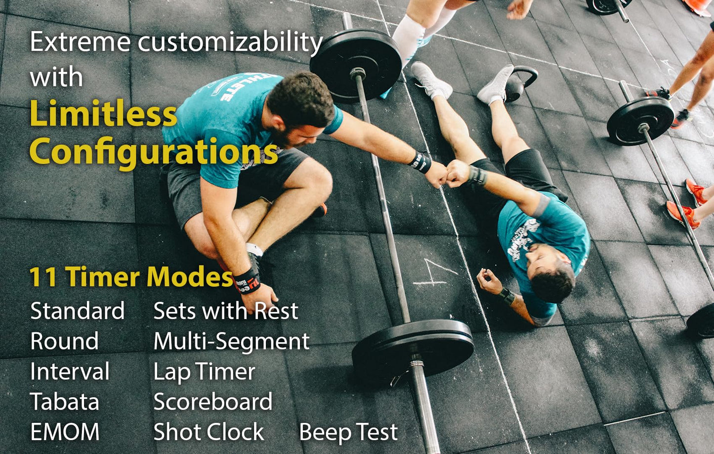 GymNext Flex Timer Wall Clock Digital - Gym Edition - Interval Timer for gym workouts - Control via mobile app using Bluetooth - XXL Wall Clock