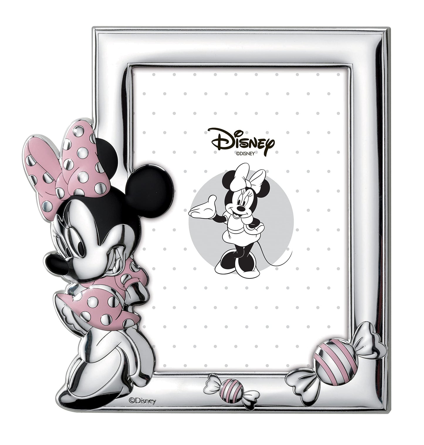 Disney Baby - Picture frame - for tables or bedside tables in the nursery - with colorful details - Minnie Mouse design - silver.