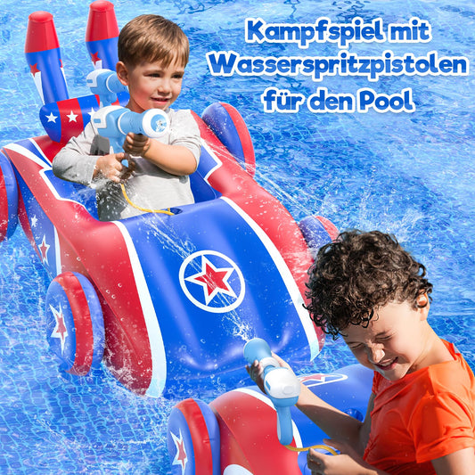 Sunrad Swim Ring for Kids with Water Gun, Inflatable Racing Car Boat Float, Swim Tube, Swim Aid Children Swim Seat for toddlers aged 3-10 years.