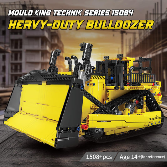Mould King Technic Bulldozer, with remote controlled construction toy, 2.4 GHz RC truck kit, motorized technical vehicles (1508 pieces)