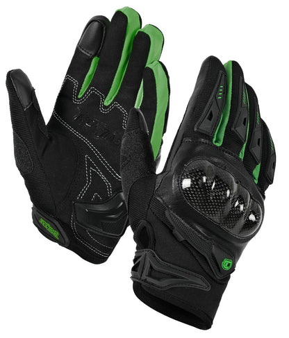 IRON JIA'S Motorcycle Gloves Men Summer Hard Shell Carbon Fiber Breathable Touchscreen Soft for Riding Climbing Hiking Green-M