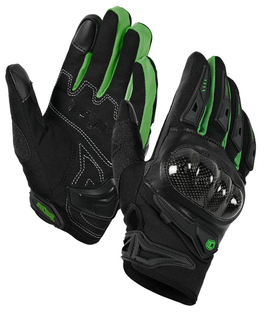 IRON JIA'S Motorcycle Gloves Men Summer Hard Shell Carbon Fiber Breathable Touchscreen Soft for Riding Climbing Hiking Green-M