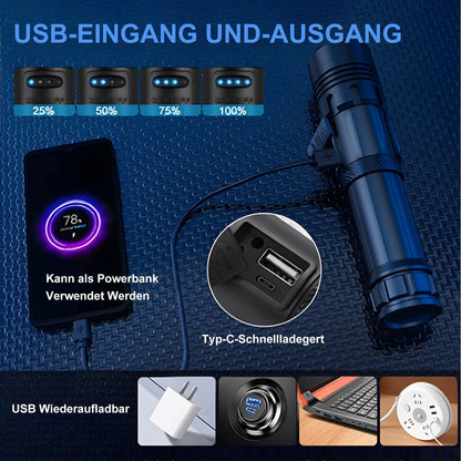 Flashlight, Rechargeable LED Flashlight, 20000 Lumens LED Flashlight Extremely Bright with 5 Modes, Battery Powered Flashlight, Zoomable LED Flashlight for Outdoor, Camping, Gift (26650 Battery)