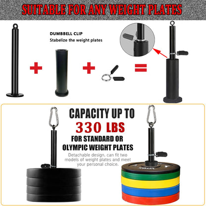 Taeku Cable Pulley Fitness, Upgraded Weight Cable System for LAT Pull Down Biceps Curl Triceps Arm Training Weight Plate System Accessories for DIY Gym (3 Cables + 3 Handles)