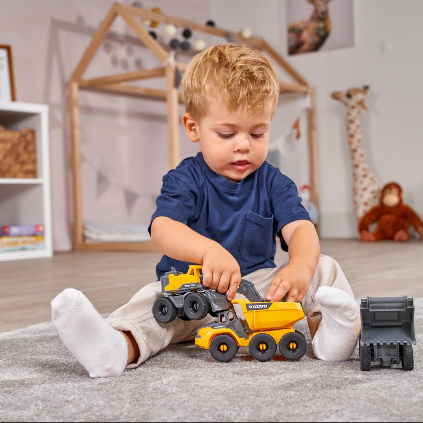 Dickie Toys - Volvo Construction Vehicles for ages 3 and up (3 pieces) & 4002 Toys Volvo Freewheel Wheel Loader, Toy Excavator, Construction Vehicle