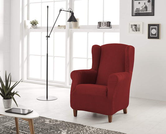 Estoralis | Berta armchair cover in modern design | Elastic Jacquard fabric | Red | For armchairs from 70 to 110 cm | Chair protection | Adjustable to all types of armchairs