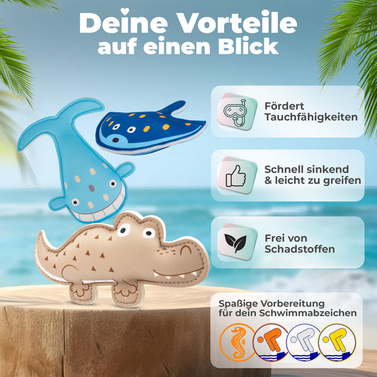 KIDVERSE Dive Toys for Kids - Tested water toys - Neoprene diving toys for kids - Colorful pool toys for learning to dive - Pool toys (sea animals)