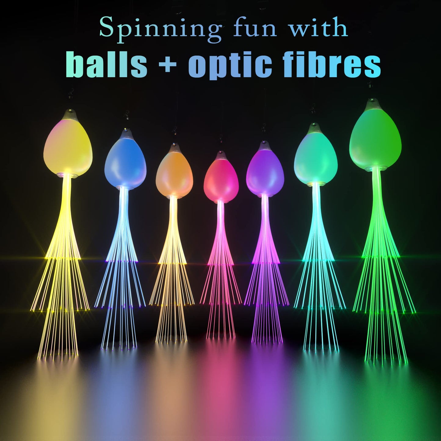 LED poi ball set for kids & adults - rechargeable fiber optic glow poi balls for professionals | LED pois for kids juggling | juggling set & light painting accessories | fire poi balls & glow balls