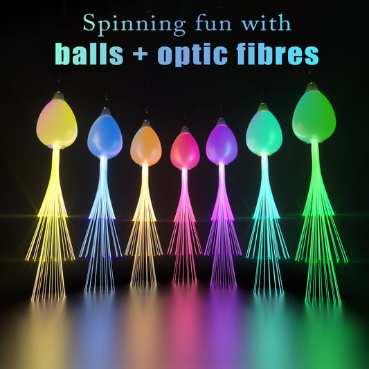 LED poi ball set for kids & adults - rechargeable fiber optic glow poi balls for professionals | LED pois for kids juggling | juggling set & light painting accessories | fire poi balls & glow balls