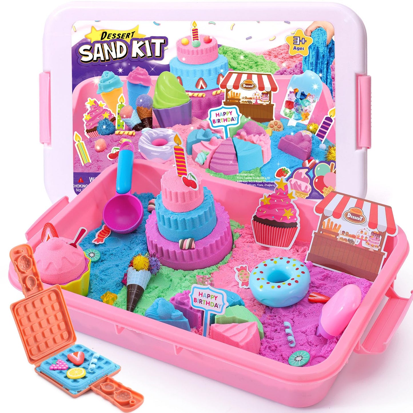 Toyssa Ice Cream Parlor Play Sand Sand Toys Ice Magic Sand Kit with 900g Kinetic Sand Cake Mold Play Money Ice Cream Toy for Kids, Play Sand Set Magic Sand Gift for Kids Girls 3 4 5 6 7 8 Years