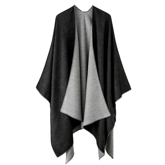 Colornival Women's Winter Poncho - Warm Elegant Blanket Cape Knitted Coat Scarf - Gift for Birthday Christmas (Black)