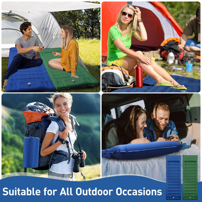 Self-inflating sleeping pad, 12CM Ultralight Inflatable Air Mattress with Camping Pillow, Portable Compact Camping Mat for Camping, Hiking, Backpacking, and Trekking (Navy Blue)