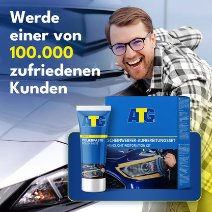 ATG® Headlight Restoration Kit - Universal Car Headlight Polishing Set for dull & hazy headlights - Easy Headlight Restoration - Headlight Repair Kit including microfiber cloths