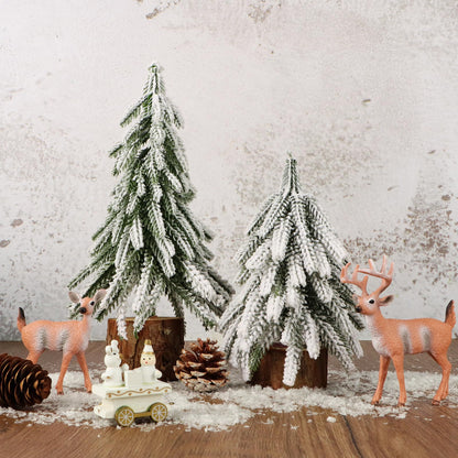 COLOFALLA 2 pieces Mini Christmas Tree 20cm 25cm Mini Pine Tree Miniature Table Decoration with wooden base Artificial Christmas Tree Christmas Table Decor Gifts for Christmas