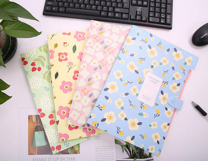 KONVINIT A4 expanding file with 7 compartments. Floral document organizer for home, school, and work trips. Large capacity. Set of 4.