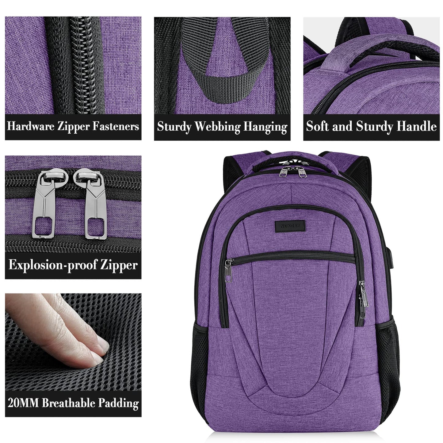 BIKROD backpack for men and women, school backpack for boys and girls, teenagers, waterproof backpack | 17.3 inch laptop bag with USB charging port | perfect for work, travel, hiking with anti-theft pocket.