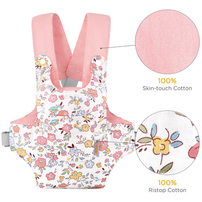 GAGAKU doll carrier for kids, adjustable straps, pink (peach blossom) - doll accessory for carrying dolls on belly.