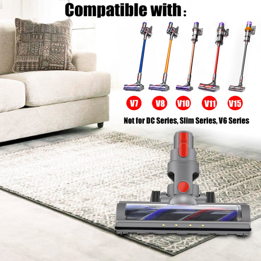 Italdos turbine nozzle electric brush compatible with Dyson V7 V8 V10 V11 V15 with motorized roller suitable for carpet, parquet, and hard floors automatic LED light.