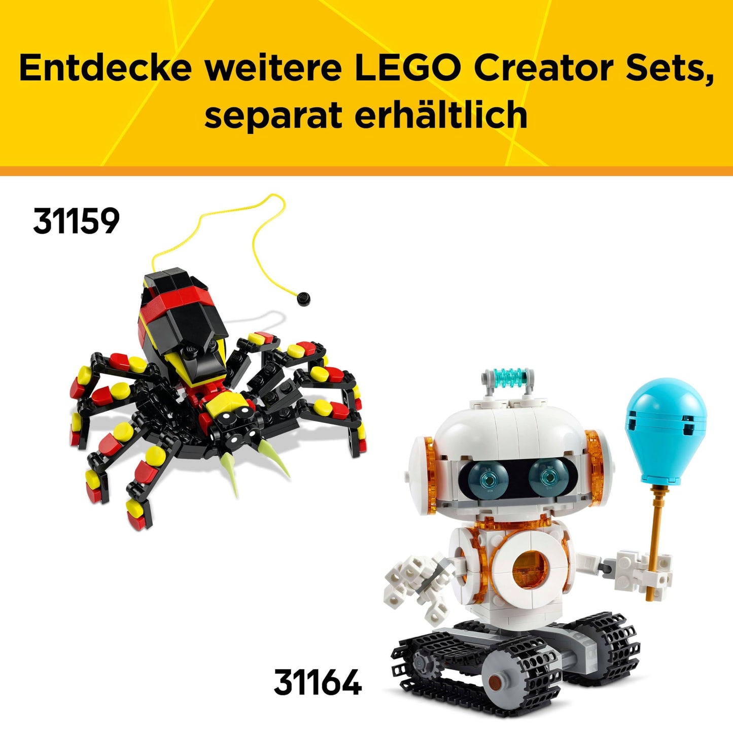 LEGO Creator 3in1 Space Robot - Toy can be rebuilt into Dog Figure or Rocket Model - Building set for kids - Space-themed gift idea for boys and girls aged 8 and up 31164