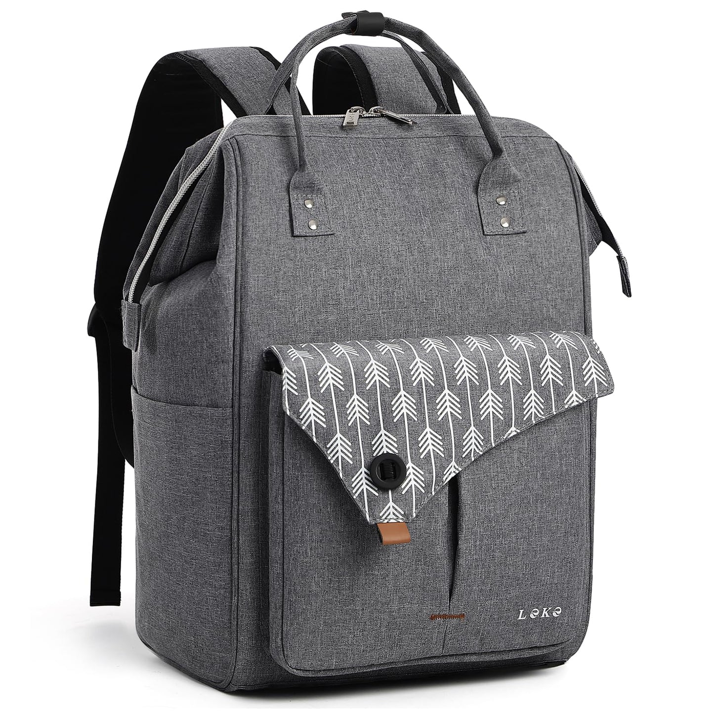 Lekesky backpack designed for women with laptop compartment & anti-theft pocket, fits up to 15.6 inch laptop. Perfect for work or school. (Grey)