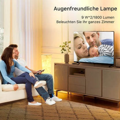 chiphy floor lamp, dimmable, 137 cm (S) tall, 3 levels of adjustable brightness, 12 W x 2 LED bulbs, column floor lamp with white fabric shade, for bedroom, nursery