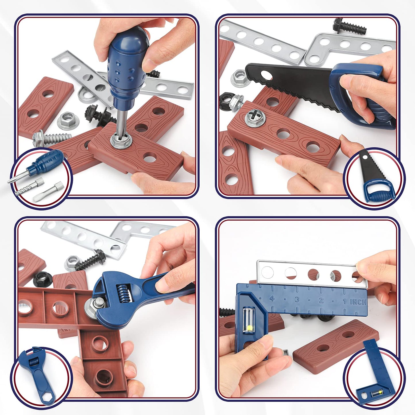 Vanplay Tool Set for Kids with Tool Box Electric Toy Drill Tool Belt Children's Toys for 3 4 5 6 7 Year Old Boys Girls Kids (52pcs)