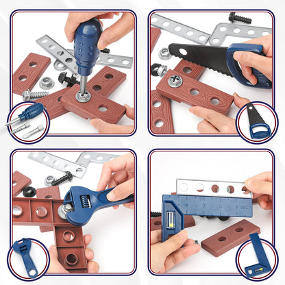 Vanplay Tool Set for Kids with Tool Box Electric Toy Drill Tool Belt Children's Toys for 3 4 5 6 7 Year Old Boys Girls Kids (52pcs)