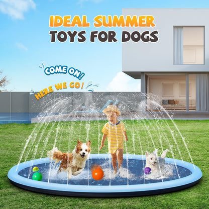 Tosekry Splash Pad for Kids with Anti-slip Feature, Water Sprinkler Outdoor Water Play Garden, 200CM Sprinkler Pool Water Toy for Kids & Dogs (Blue)