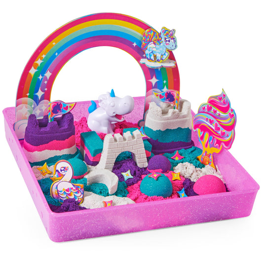 Kinetic Sand Magic Sand - Unicorn Kingdom 907g + 8 molds - Create mesmerizing shapes with this magical and colorful sand like playdough - Toy for kids ages 3+
