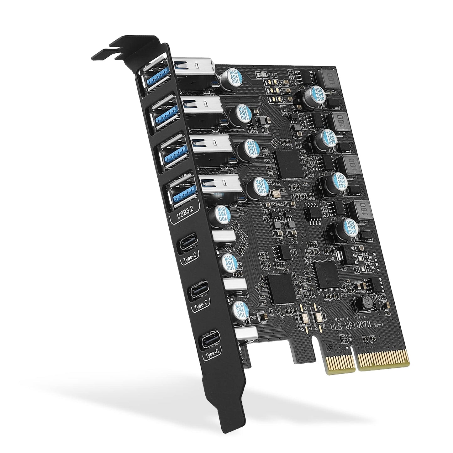 PCIe USB 3.2 Gen 2 card with 7 ports (4A + 3C), 10Gbps PCIe USB 3.2 card internal for desktop PC.
