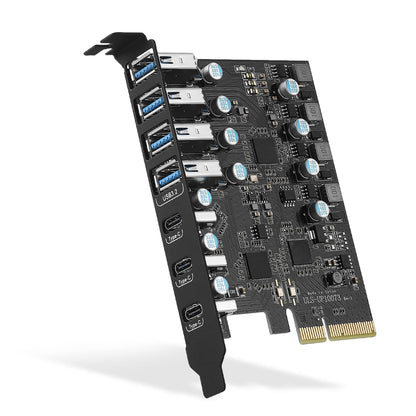 PCIe USB 3.2 Gen 2 card with 7 ports (4A + 3C), 10Gbps PCIe USB 3.2 card internal for desktop PC.