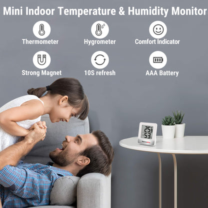 ThermoPro TP49W-4 Digital Mini Thermo-Hygrometer Thermometer Room Thermometer 4 in 1 Indoor Temperature and Humidity Monitor with Smiley Indicator