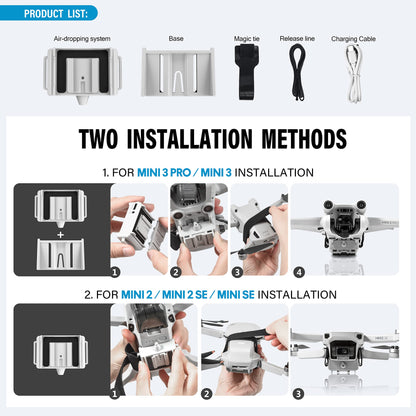STARTRC Mini 3 Pro Airdrop System for DJI Mini Series Drone, Payload/Delivery/Transport Release for DJI Mini 4k/Mini 4 Pro/Mini 3 Pro/Mini 3, Wedding Clip/Fishing Line with Bait Ring Launcher