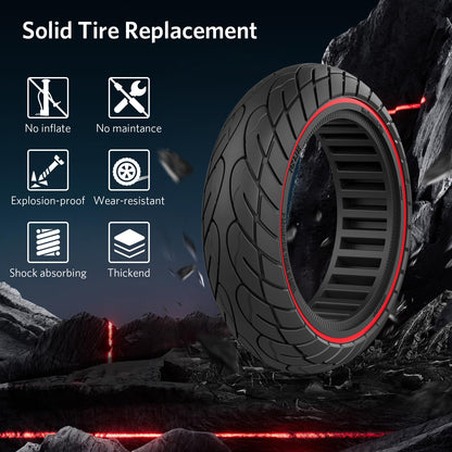 OUXI 10x2.125 Inch Electric Scooter Tire - Solid Rubber Tire with Mounting Tool, Highly Elastic