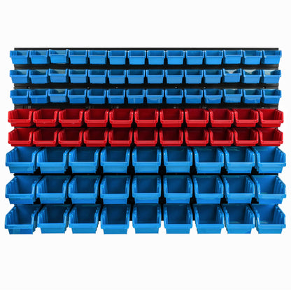 Storage system wall shelf 1155 x 780 mm | 91 pcs. box | Stackable bins pour shelf visibility storage boxes | Extra strong wall panels | Expandable shelf | Workshop shelf storage rack workshop wall shelf plug-in shelf