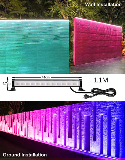 RGB LED spotlight, CLY 25W RGB wall washer light with remote control LED bar IP66 waterproof dimmable floodlight 6 brightness memory function timer light bar for DJ disco Halloween party garden Christmas