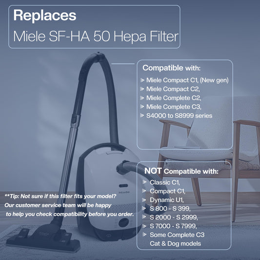 3 filters for Miele vacuum cleaners [Compact C1 & C2, Complete C2 & C3, S8340] - 3 HEPA filters and 3 motor filters for allergy sufferers against fine dust and odors [S4000, S5000, S6000 & S8000 Series]