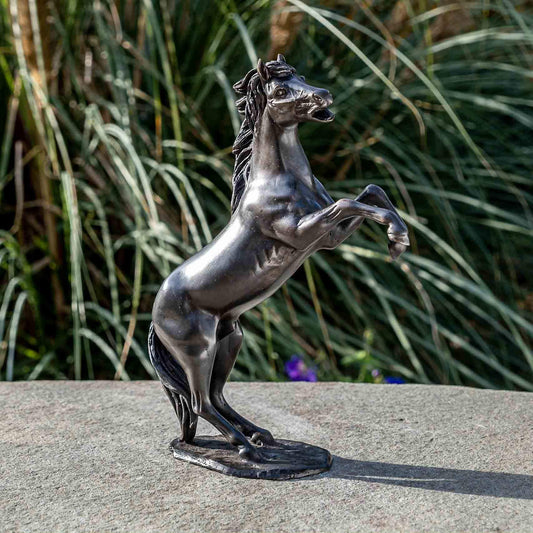 IDYL bronze sculpture. A rearing horse, 24x7x19 cm. Handcrafted animal figure, perfect for garden or home decoration. High-quality craftsmanship, weatherproof.