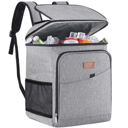 Lifewit 32L, 34 cans, insulated cooler bag, large cooler backpack, leakproof portable lunch bag, soft cooler for outdoor, picnic, beach, BBQ, camping, travel, family, gray.