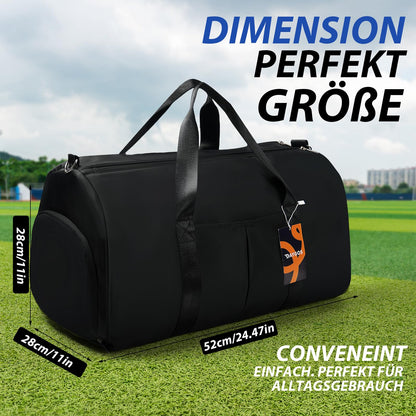DAYGOS sports bag for men, duffle bag with shoe compartment & wet pocket, waterproof 40L gym bags, swim bag, training bag for sports, gym & fitness, weekend travel duffel bag (black)