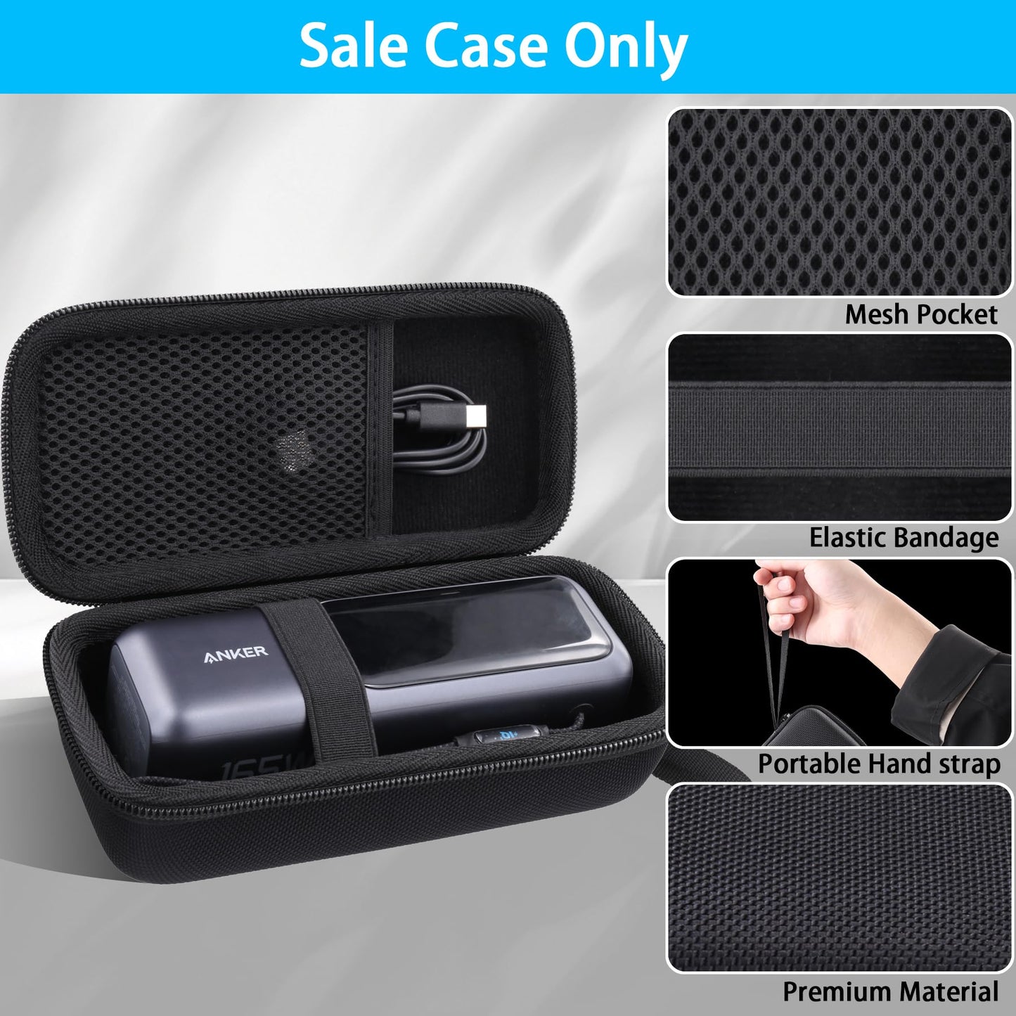 co2CREA Hard Portable Protective Case Pouch for Anker Laptop Powerbank 25000mAh 165W Powerbank Portable Charger A1695, Case Only