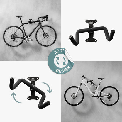 Borrow bicycle wall mount I bike holder - angle and wall distance adjustable up to 20 kg, foldable, MTB, road bike - extra soft padding
