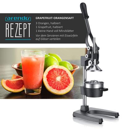 Arendo - Juice Press - Manual Juicer Stainless Steel - Mechanical Juicer - Orange Press Citrus Press Manual with Lever - for Oranges Grapefruits Citrus Fruits - solid construction