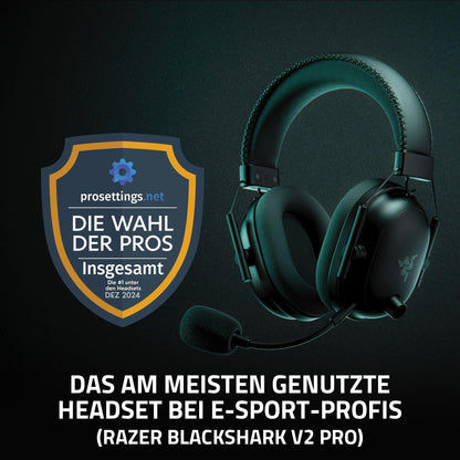 Razer BlackShark V2 Pro (2023) for PC - Wireless premium esports headset (HyperClear Super Wideband Microphone, Triforce Titanium 50mm Drivers, HyperSpeed Wireless Technology, 70 hrs) Black