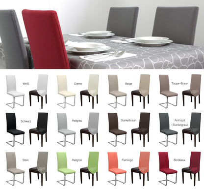 BEAUTEX 6 pack of jersey chair covers, elastic stretch cover made of cotton bi-elastic, color selectable (Beige)