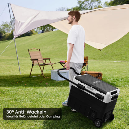 WOLTU compressor cooler electric freezer box 50L dual zone with app control USB port, 12 V/24 V, mini fridge freezer cooling up to -20°C for car boat camping, with adapter for cooler box
